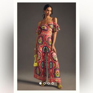 Rannagill size Small Ranna Gill Off-The-Shoulder Jumpsuit by Anthropologie Red